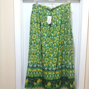 NWT 2 Piece Roller Rabbit Boho Green and Yellow Skirt And Top Set Size XL